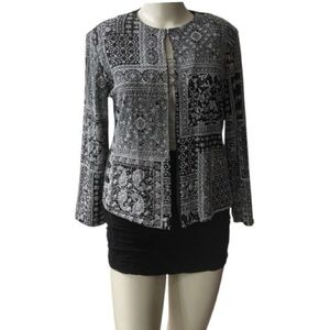 Escape black and white tiny rhinestone patchwork jacket L